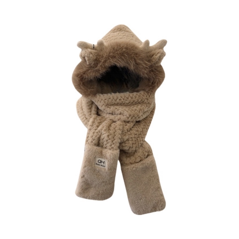 推荐商品：DZP 小鹿角毛茸茸加厚一 体涤纶围巾 DZP-DPM07