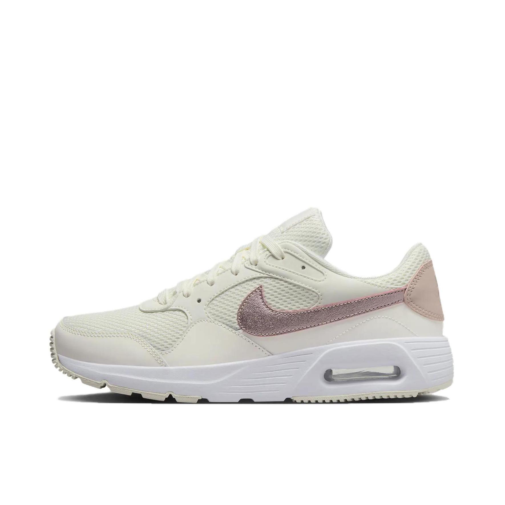 推荐商品：Nike Air Max SC 防滑耐磨 舒适缓震 网布透气 织物 气垫 减震 复古 合成革 耐穿 运动休闲鞋 女款/白色/卡其色