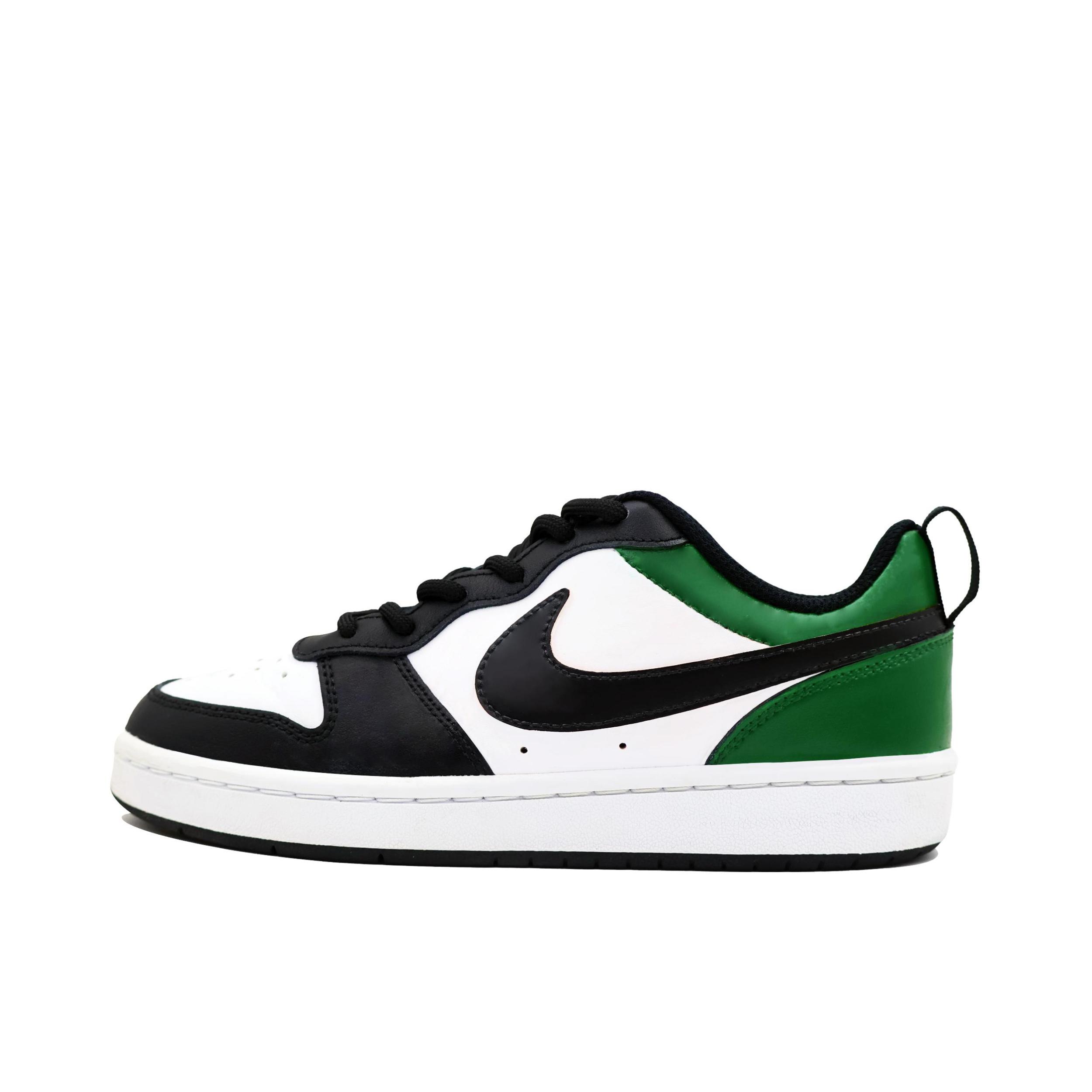 推荐商品：【定制球鞋】 Nike Court Borough 2 板鞋 包裹性增高减龄解构风合成革美式防滑复古轻便 GS/黑绿脚趾