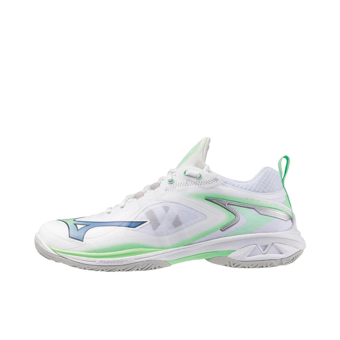 推荐商品：Mizuno/美津浓 WAVE CLAW NEO 3 减震 比赛 透气 合成革 羽毛球鞋 白色/绿色