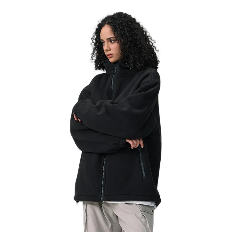 推荐商品：Apay 保暖加厚双面摇粒绒抓绒衣 FK7025 王者黑