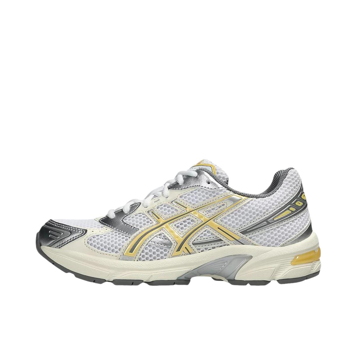 推荐商品：Asics/亚瑟士 Gel-1130 跑鞋 防滑耐磨缓震抓地织物网布透气复古马拉松短跑贴合圆头千禧风 白色/黄色/银色 