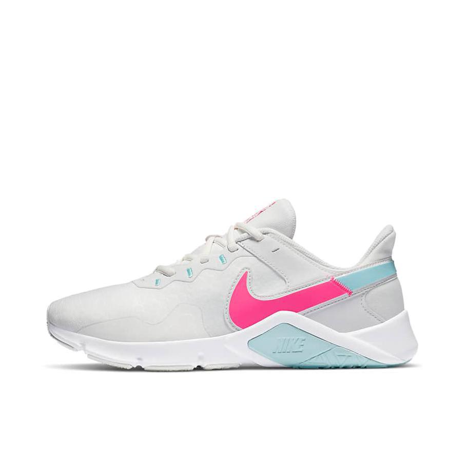 推荐商品：Nike Legend Essential 2 跑鞋 减震防滑耐磨轻便透气织物支撑 山峰白/爆炸粉/冰河蓝