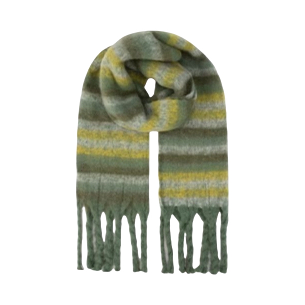 推荐商品：JESSIE&JANE 流苏边条纹保暖围巾 J23F5439005