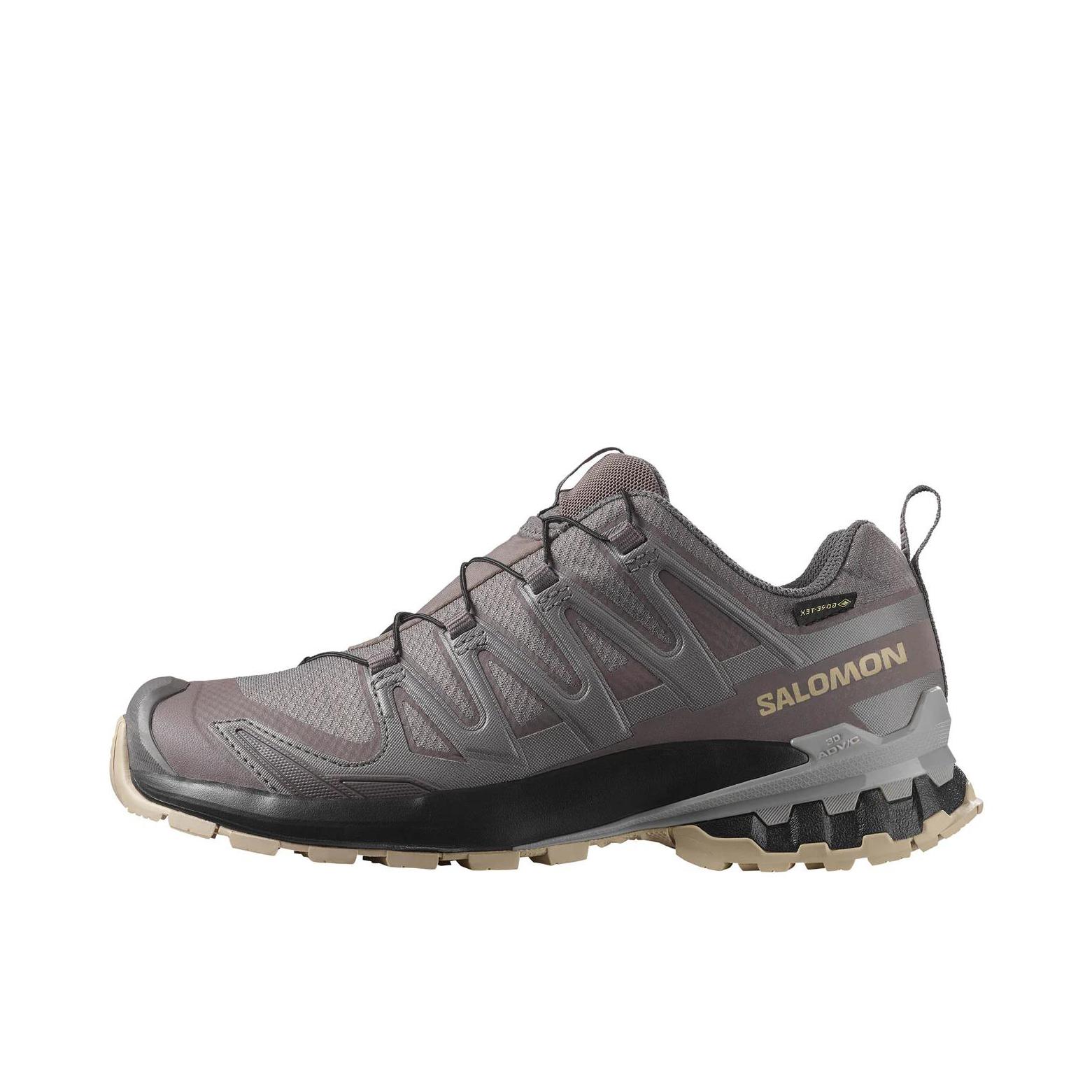 推荐商品：Salomon/萨洛蒙 XA Pro 3D V9 GTX 防滑耐磨 防水 网布 减震支撑 越野跑鞋 灰色/褐色