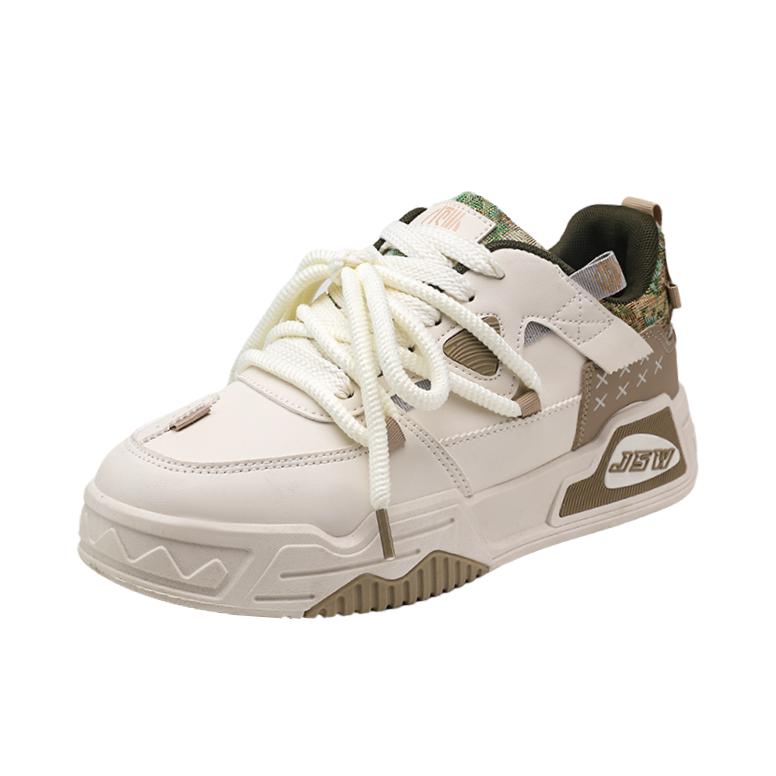 推荐商品：Jeanswest/真维斯 百搭 小众 耐磨 厚底 板鞋 HH-43-A1A014200 米色/绿色