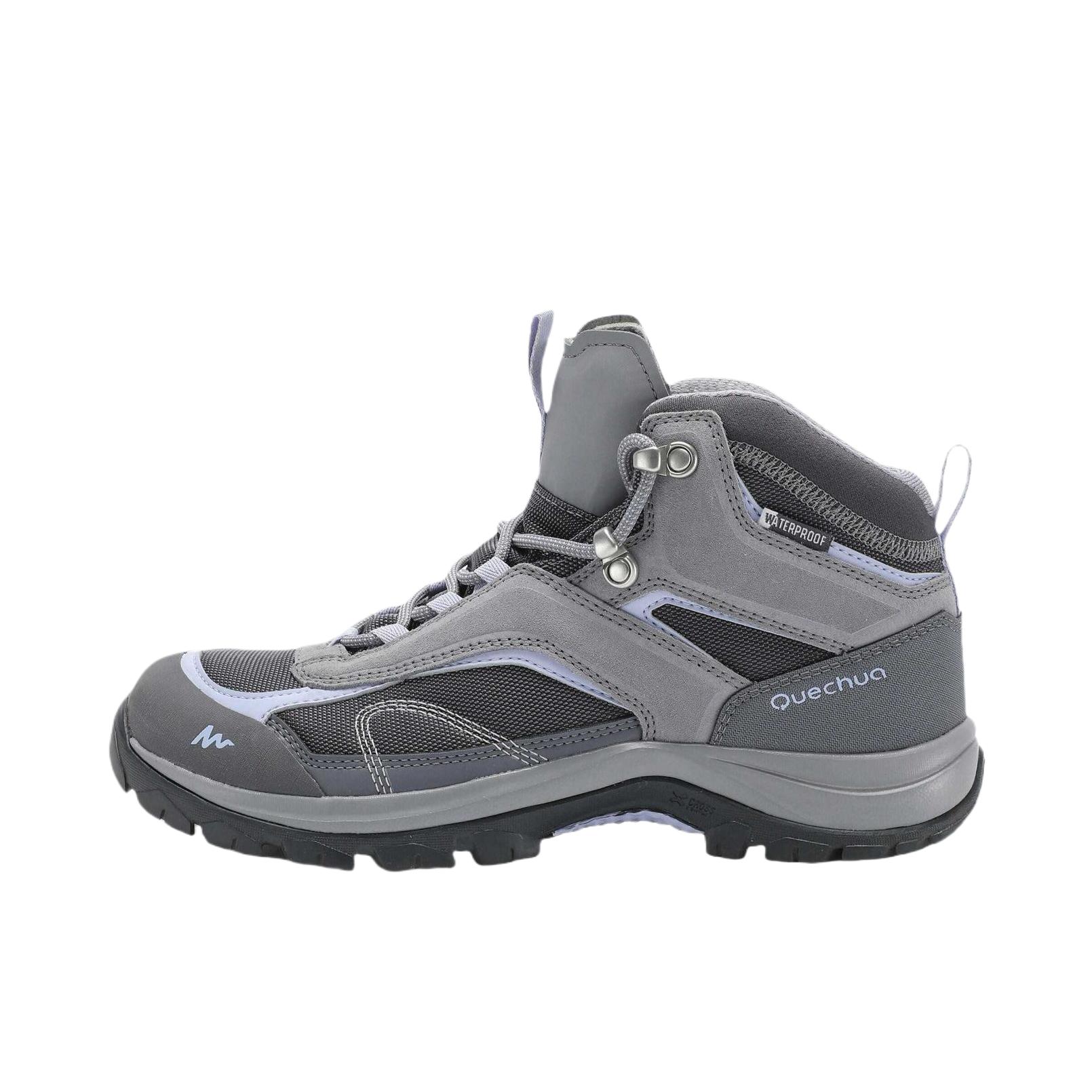 推荐商品：迪卡侬 MH100 运动 减震 高帮防水 防滑 橡胶底 户外鞋登山鞋 8933112 女款/灰色/蓝色