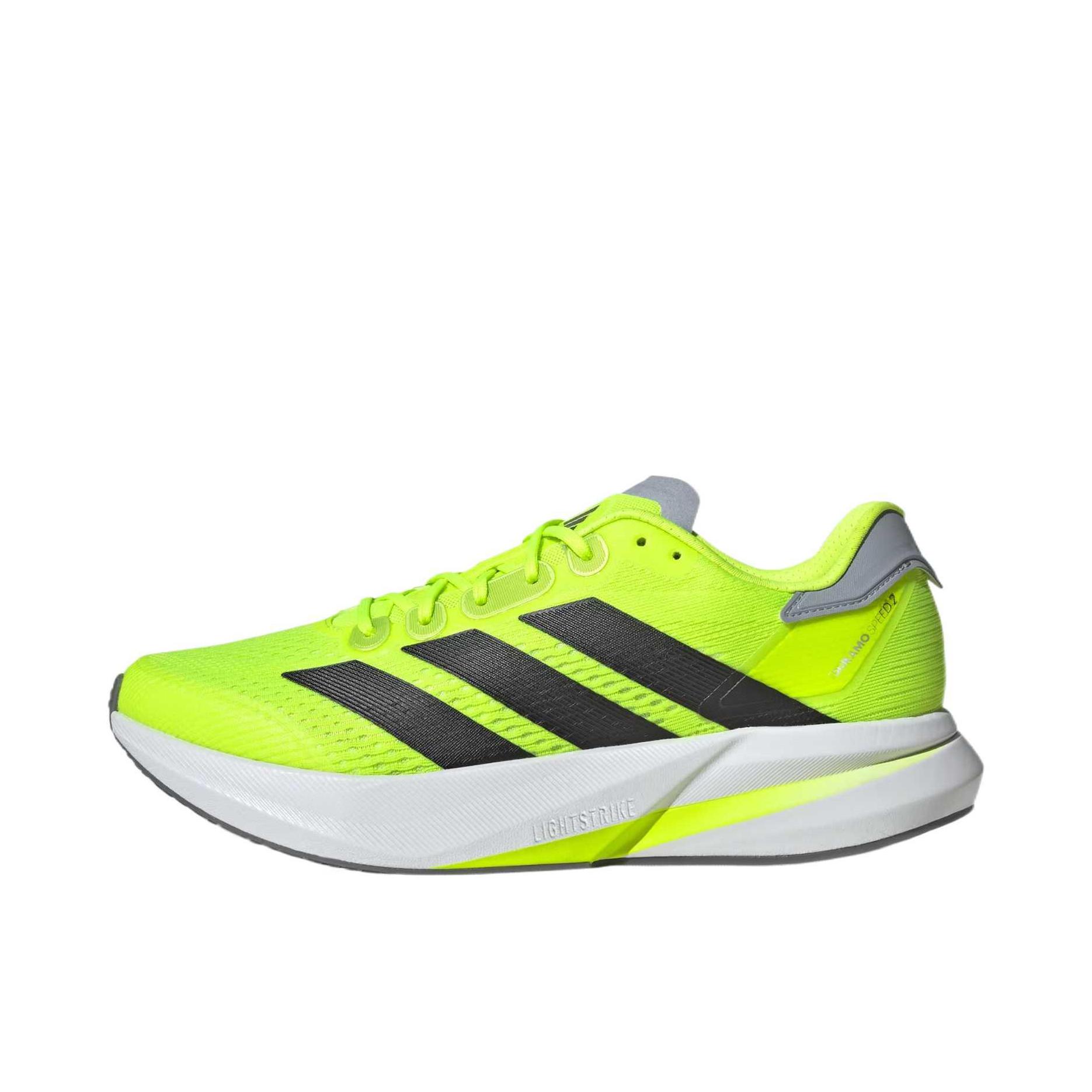 推荐商品：adidas Adizero Duramo SPEED 2 跑鞋 防滑耐磨舒适轻便低帮百搭时尚支撑备赛贴合回弹 柠檬黄