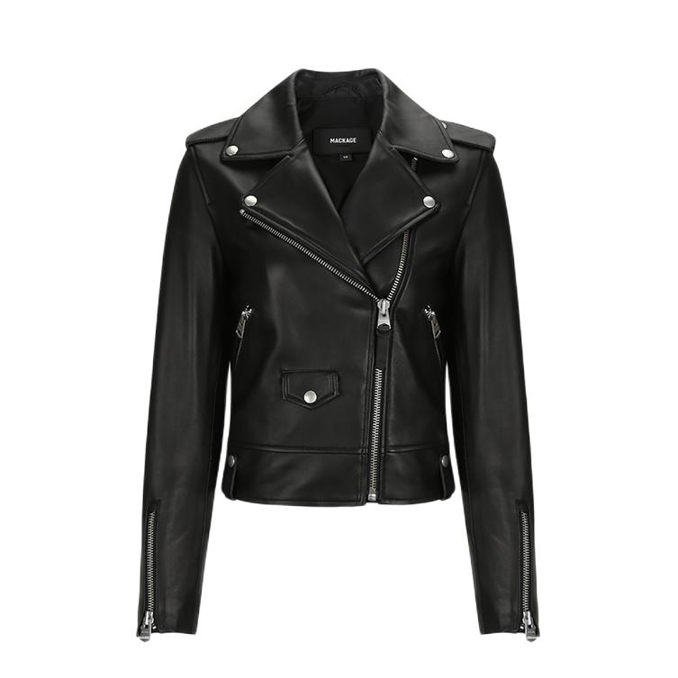 推荐商品：MACKAGE/迈凯奇 机车羊皮短款皮衣 BAYA 暗夜黑