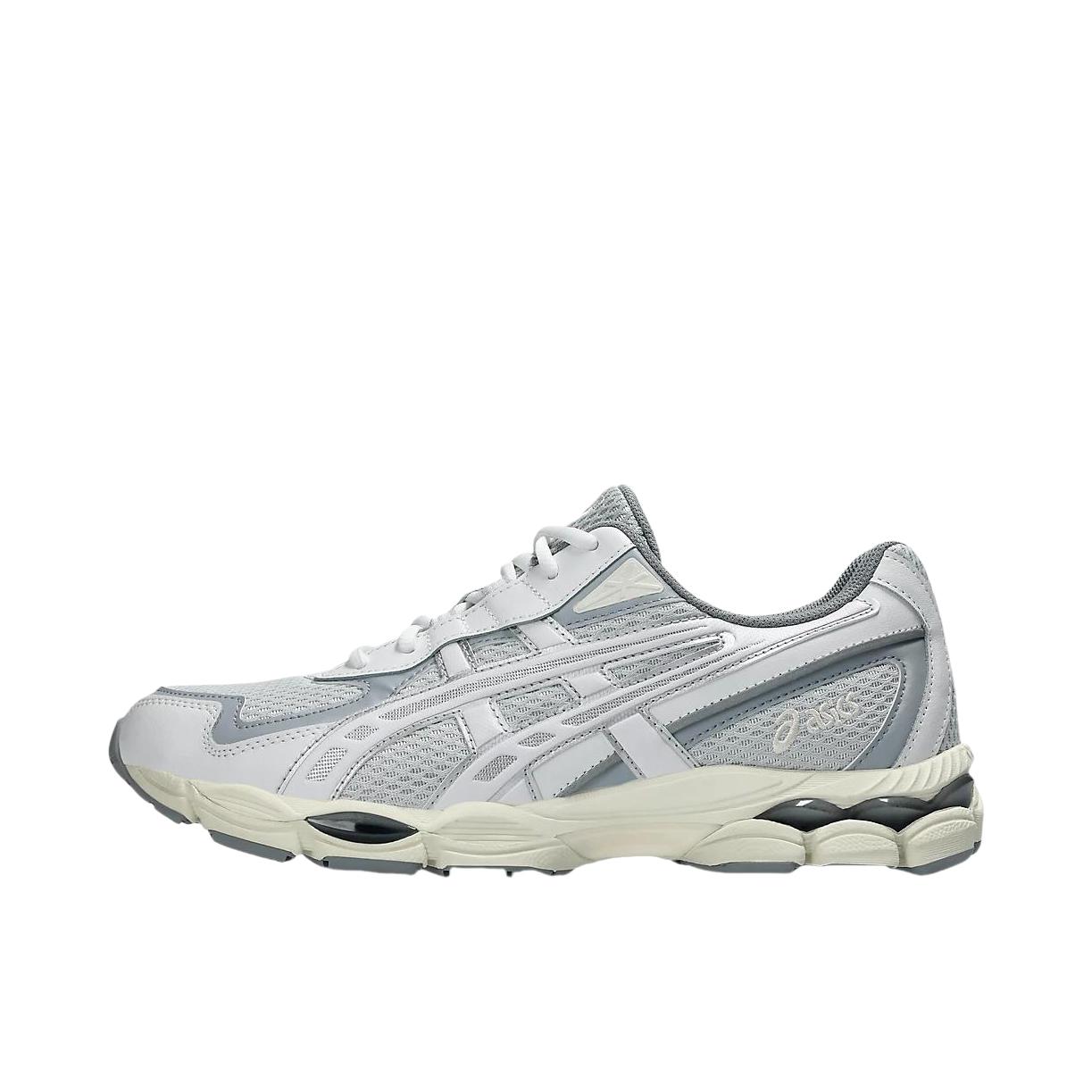 推荐商品：Asics/亚瑟士 Gel-NYC 跑鞋 圆头缓震防滑耐磨机能风复古潮流织物合成革贴合支撑耐穿 浅灰色/纯白色 