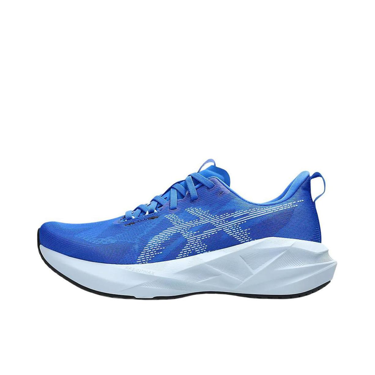 推荐商品：Asics/亚瑟士 Novablast 5 跑鞋 圆头舒适百搭防滑耐磨缓震橡胶贴合短跑轻量回弹支撑 蓝色