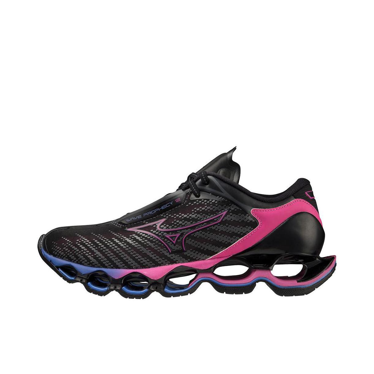 推荐商品：Mizuno/美津浓 Wave Prophecy 预言 12 轻量缓震 轻便 机能 长跑 网面 休闲运动 慢跑 跑鞋 女款/黑色/粉色