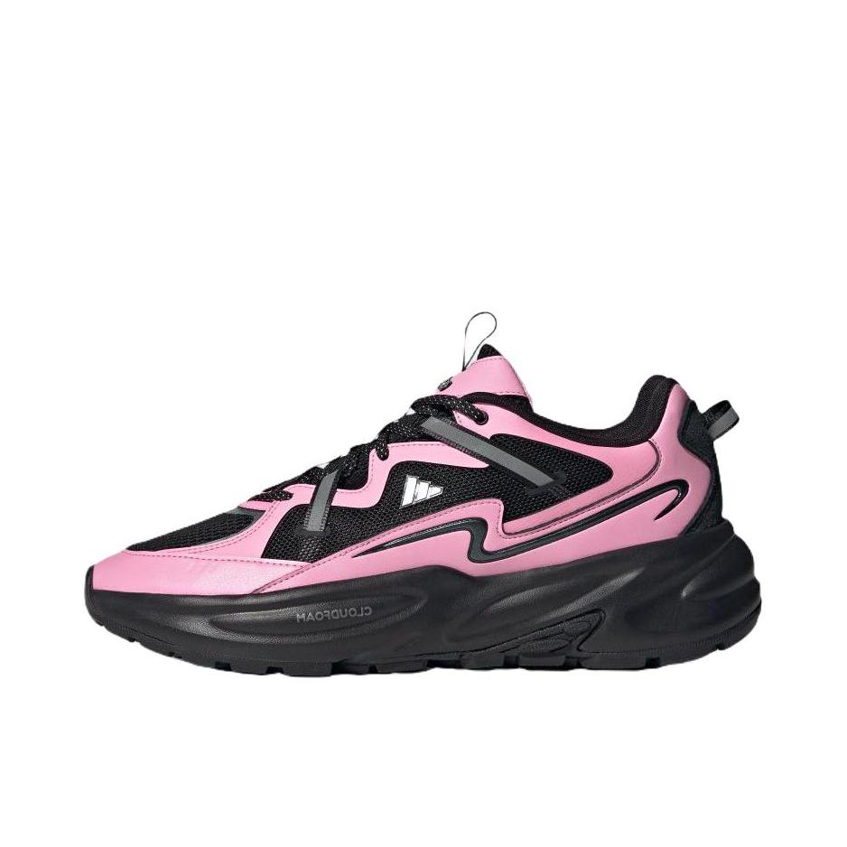 推荐商品：adidas OZWAVE SURGE 2.0 透气 耐磨 轻运动 回弹 稳定 织物 缓震 老爹鞋 黑色/亮金属铁灰/粉色
