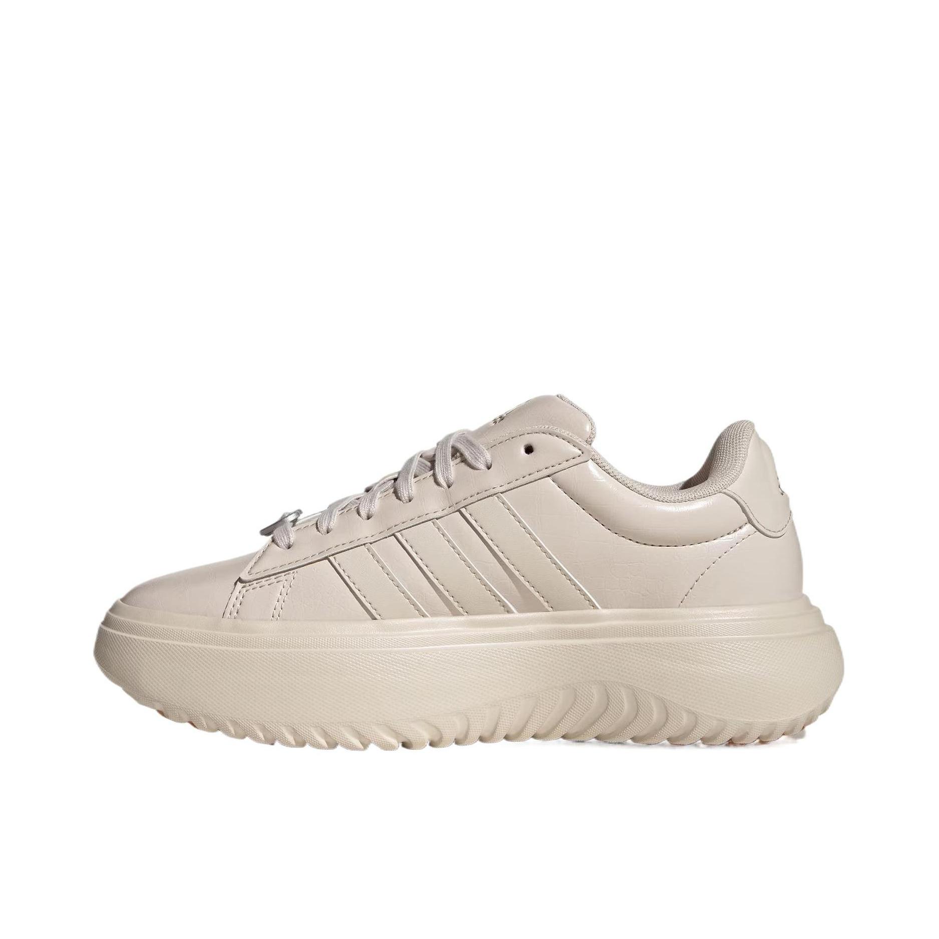 推荐商品：adidas GRAND COURT PLATFORM 板鞋 防滑耐磨舒适缓震厚底增高轻便 女款/矾土棕/棕金属