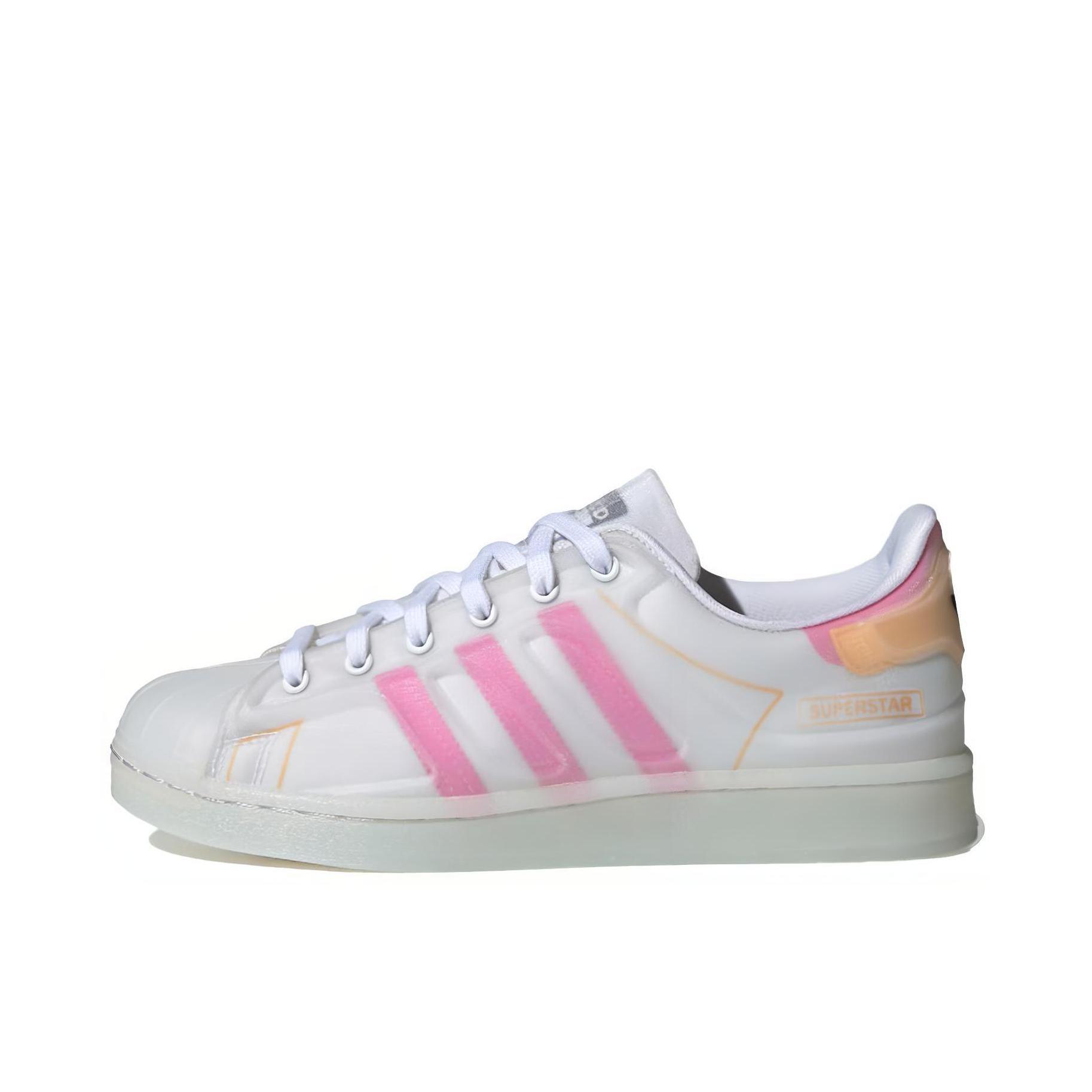 推荐商品：【宋雨琦同款】 adidas Originals Superstar 板鞋 轻便贝壳头薄底舒适百搭耐磨复古 白色/透明红/橙色