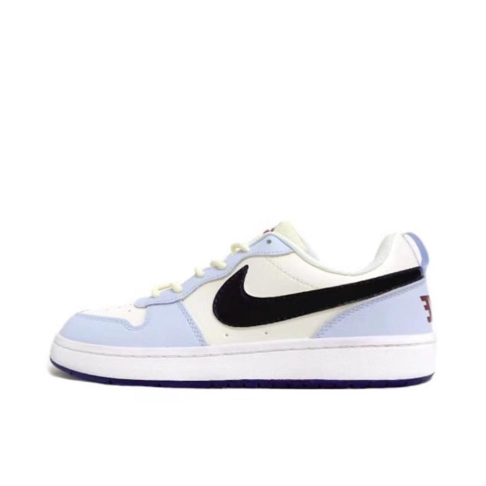 推荐商品：【定制球鞋】 Nike Court Borough 板鞋 防滑防水轻便减震手绘减龄做旧甜酷高街合成革甜妹包裹性复古婚鞋增高小白鞋薄底秋冬脏脏鞋 女款/蓝墨星辰