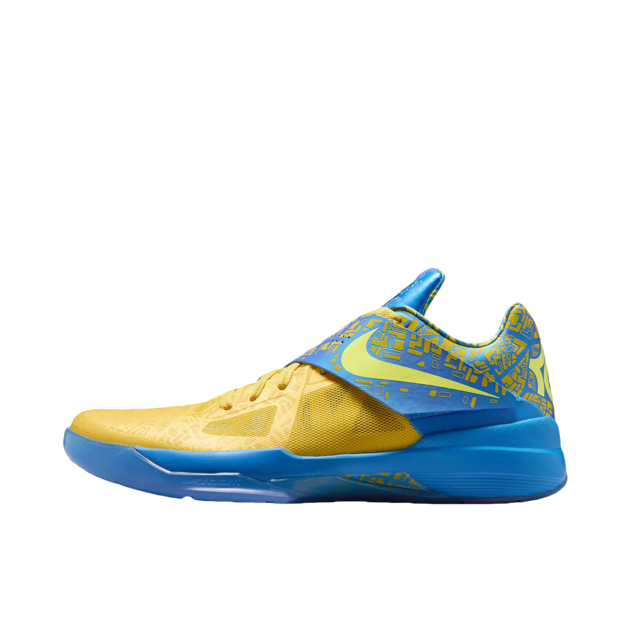 Nike Zoom KD 4 杜兰特 篮球鞋 防滑耐磨圆头缓震回弹织物舒适百搭潮流时尚实战 蓝色/黄色