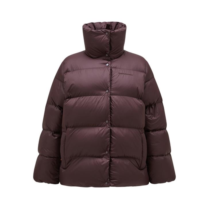 推荐商品：Peak Performance/壁克峰 防泼水白鸭绒立领短款羽绒服 女装 G79031 沙红