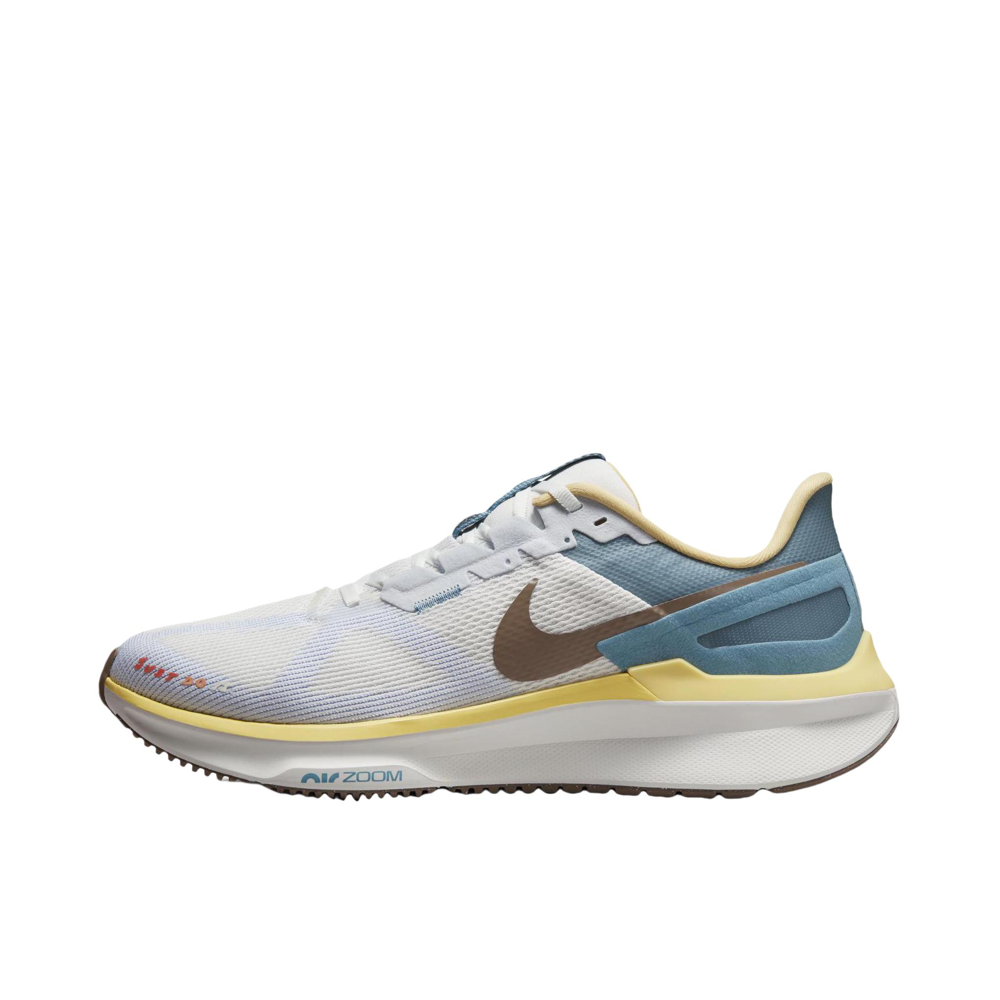 推荐商品：Nike Air Zoom Structure 25 跑鞋 公路减震织物支撑训练轻便 浅灰色/绿色