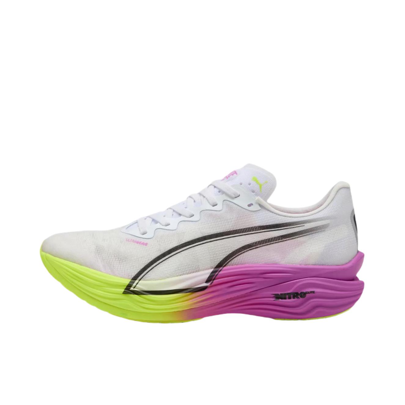 推荐商品：Puma/彪马 Deviate Nitro Elite 3 彪破精英 碳板 缓震回弹 舒适透气 防滑耐磨 健步 跑鞋 男款/白色/绿色/粉色