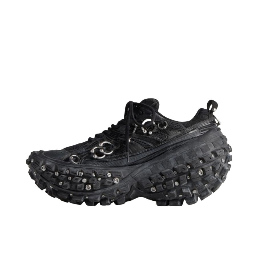 推荐商品：Balenciaga 巴黎世家 Defender 复古时尚 舒适透气 百搭厚底 网布 织物 圆头 做旧 轮胎鞋 老爹鞋 男款/加钻/加环/黑色  