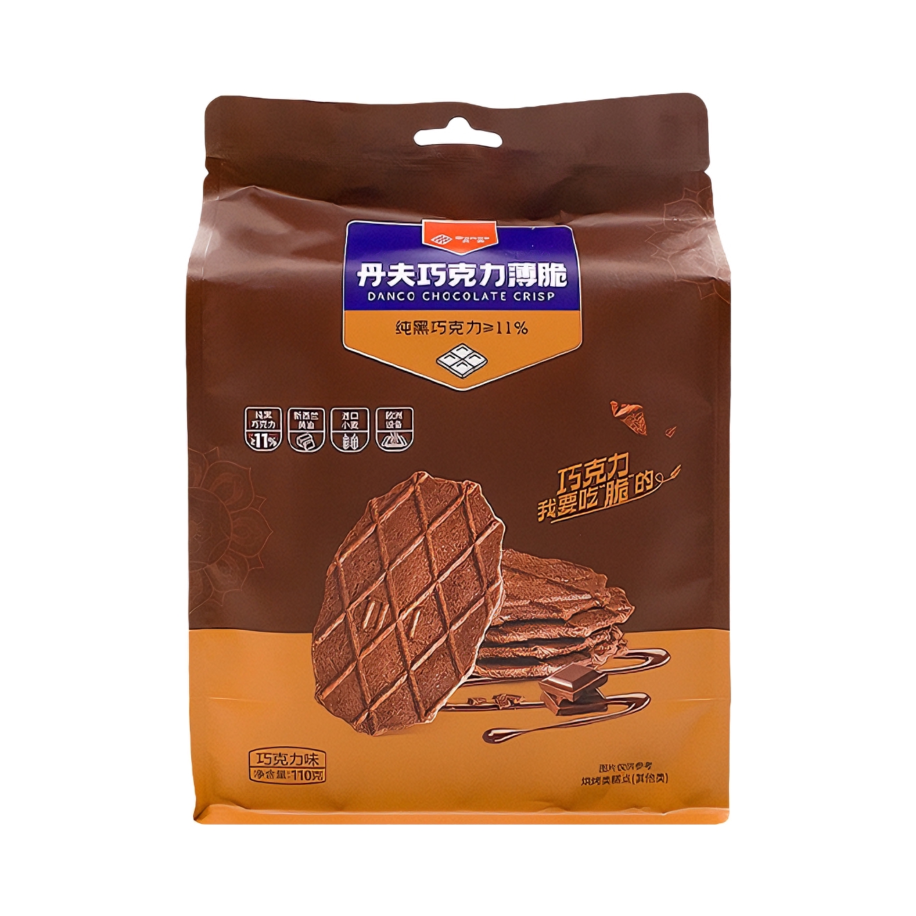 推荐商品：Danco/丹夫 巧克力薄饼 110g 袋装 巧克力味