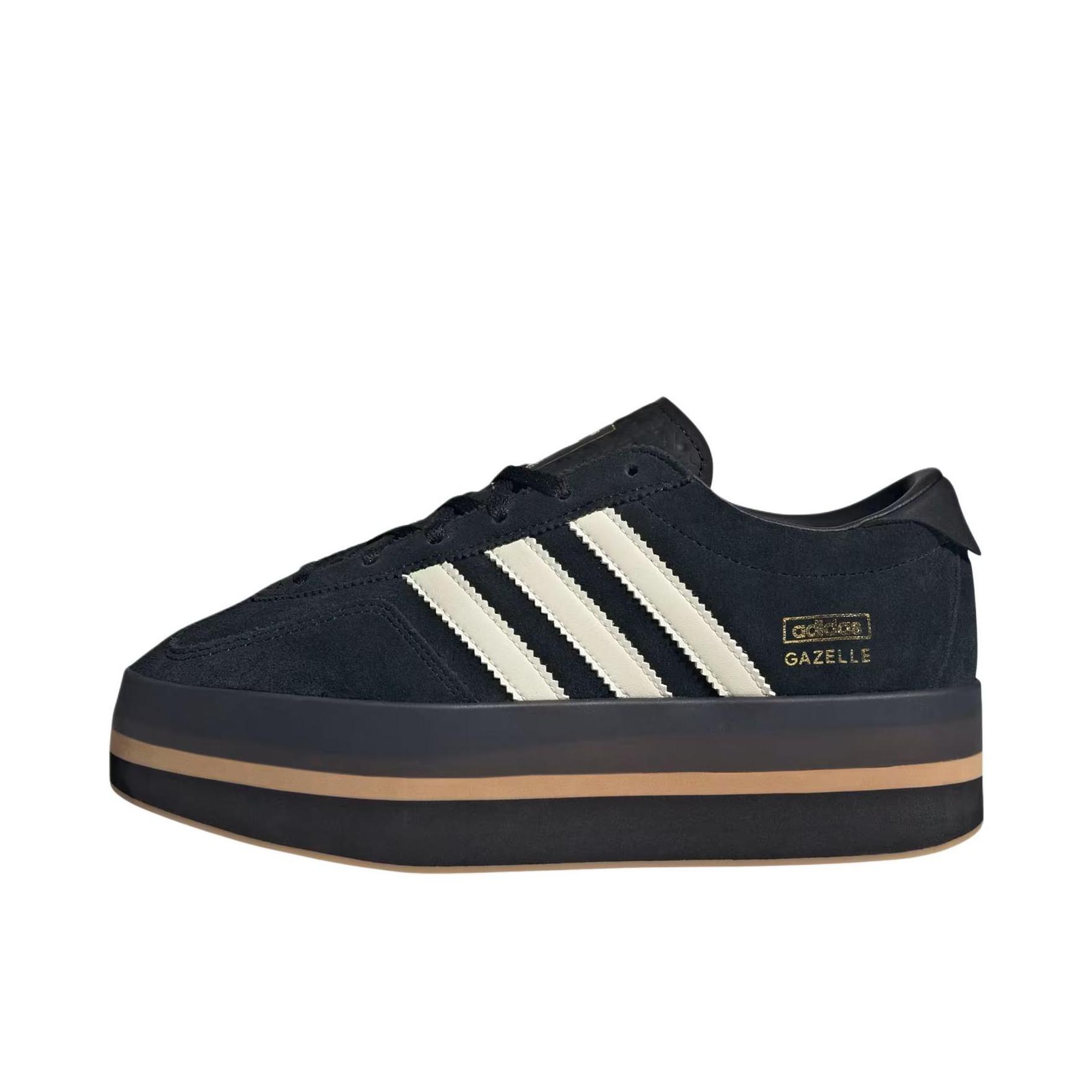 推荐商品：adidas Originals GAZELLE STACK T头鞋 板鞋 运动休闲鞋 百搭防滑耐磨 男款/黑色/白色/金色