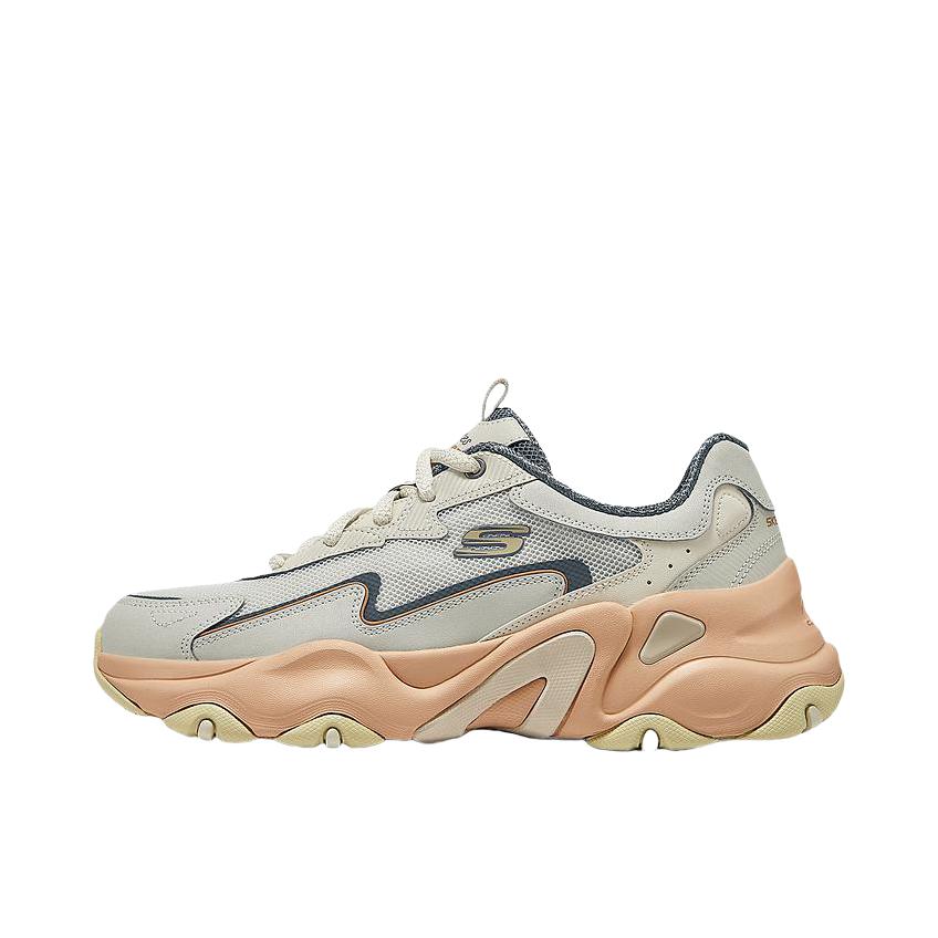 推荐商品：成毅同款  Skechers/斯凯奇  糯米熊D'Lites 5.0  老爹鞋  复古厚底百搭交叉绑带 女款/自然色/多彩色