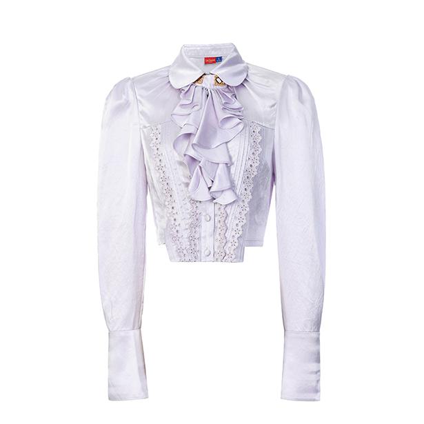 推荐商品：le fame 宫廷风泡泡袖装饰领长袖衬衫 女装 LF24Q41SB185 紫 
