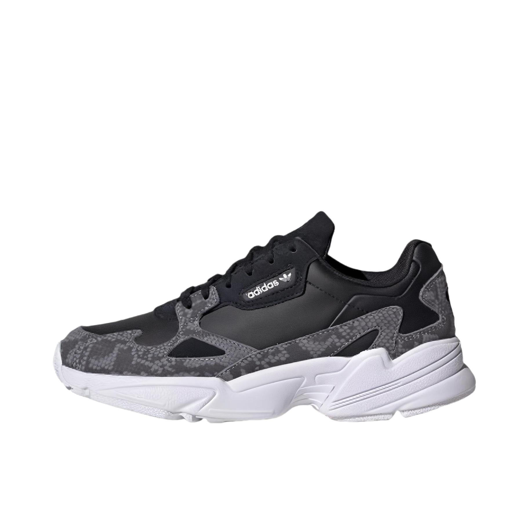 推荐商品：adidas Originals Falcon 轻便耐磨 舒适透气 复古 运动 休闲鞋 老爹鞋 Black/White 黑白/蛇纹