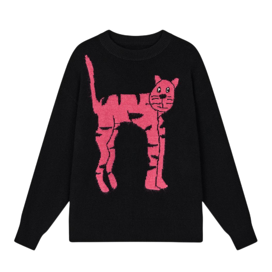 推荐商品：【李斯丹妮同款】 MOOD LIKE ME 提花圆领套头毛衣 MZZS2016 黑