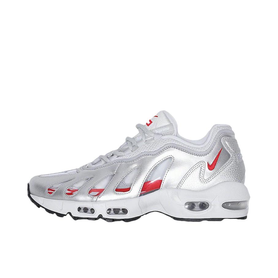 推荐商品：Nike Air Max 96 跑鞋 织物合成革舒适休闲防滑耐磨马拉松 Supreme联名/银色/白色/红色