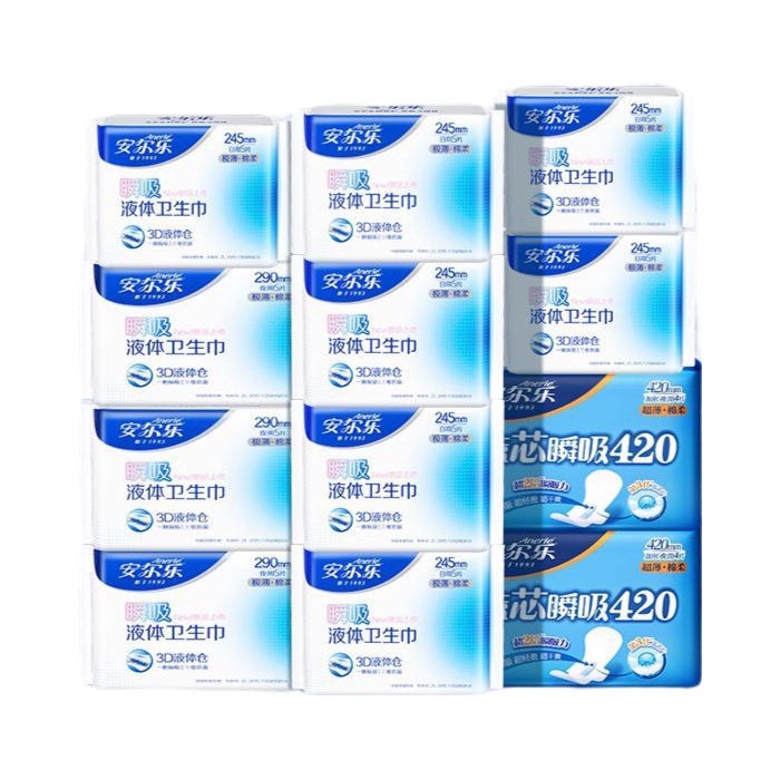 推荐商品：安尔乐 瞬吸棉柔日夜用液体卫生巾套装B款