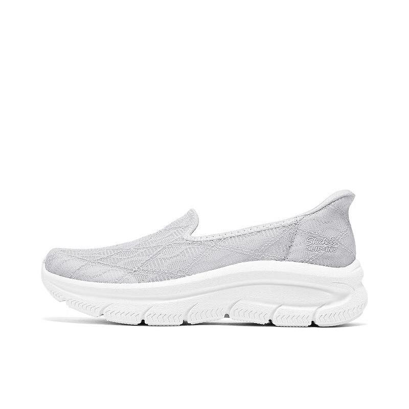 推荐商品：Skechers/斯凯奇 一脚蹬 蕾丝 透气 低跟 运动休闲鞋 159287 女款/浅灰色