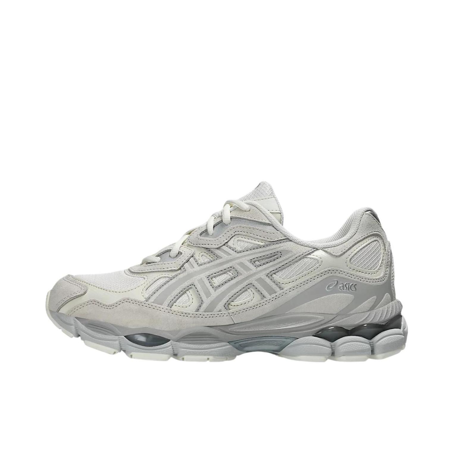 推荐商品：Asics/亚瑟士 Gel-NYC 跑鞋 圆头缓震防滑耐磨机能风复古潮流织物合成革贴合支撑耐穿 浅灰色