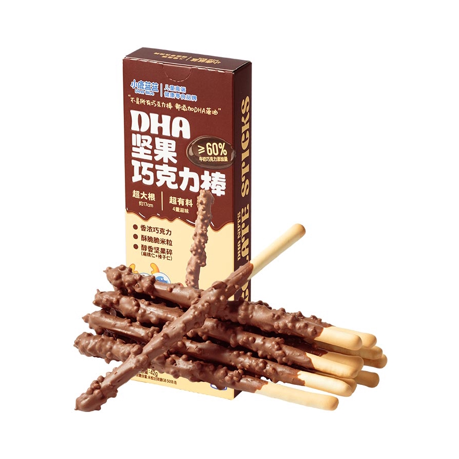 推荐商品：小鹿蓝蓝 儿童DHA坚果巧克力棒磨牙无蔗糖