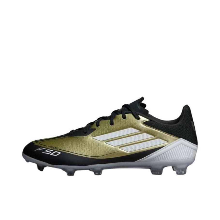 推荐商品：adidas F50 LEAGUE MG/FG 中端 胶质混钉 硬天然草场 防滑耐磨 足球鞋 金色/金属色/云白/核心黑