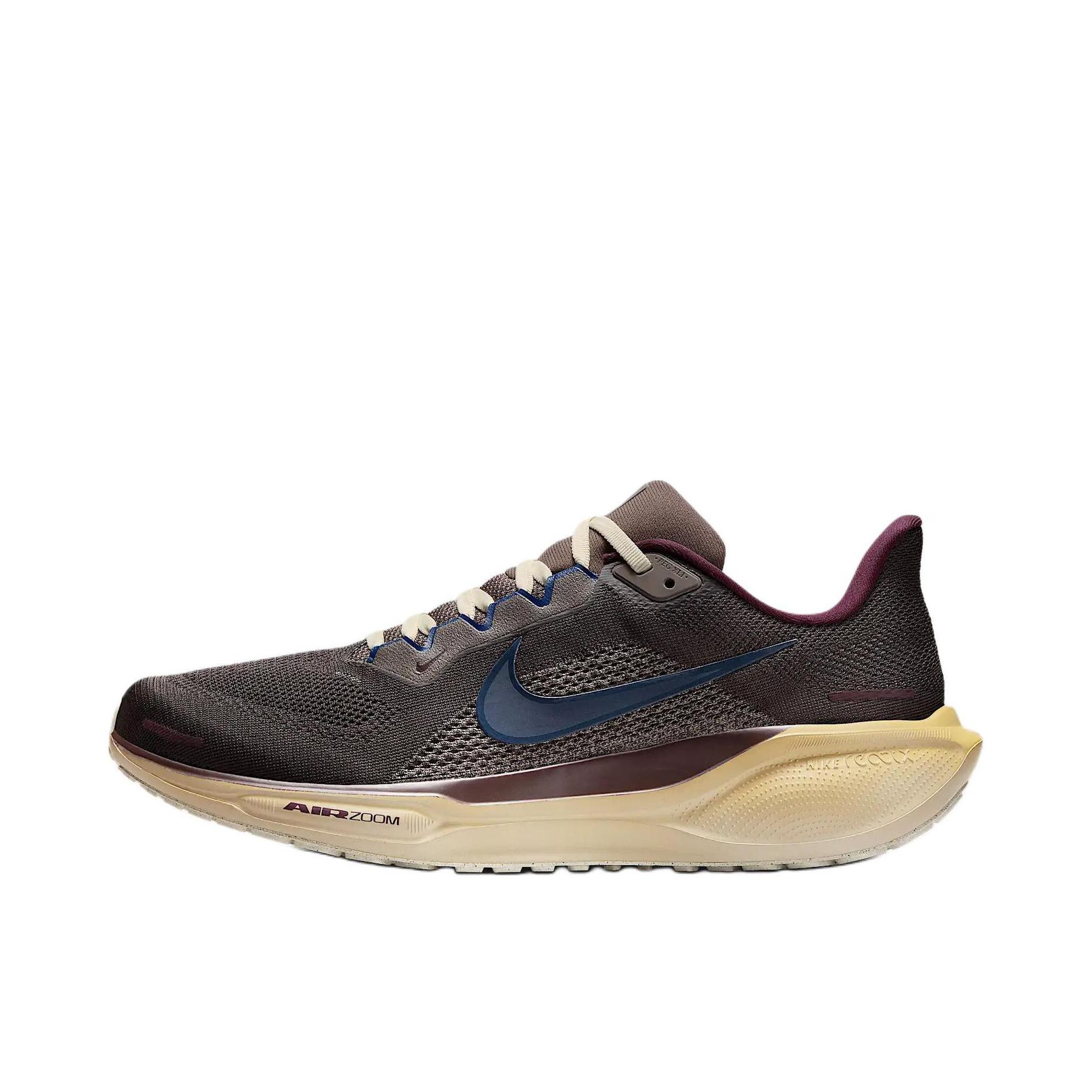 推荐商品：Nike Air Zoom Pegasus 41 飞马 跑鞋 ReactX泡绵缓震透气轻便回弹训练防滑马拉松短跑支撑贴合耐用 棕色/灰色