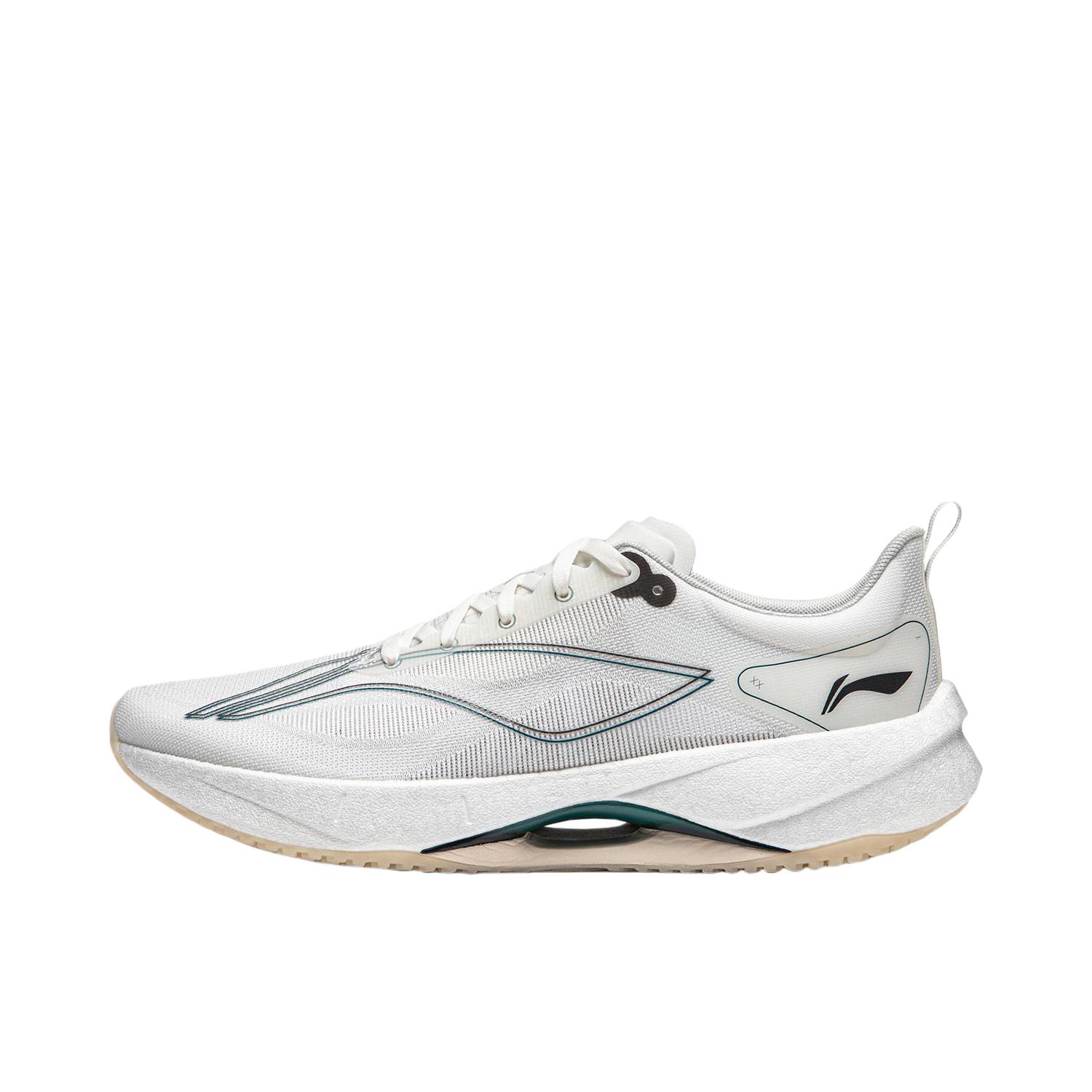 推荐商品：李宁 超轻21 跑鞋 轻质䨻丝高回弹缓震软底网面体育训练体考体测短跑运动 乳白色