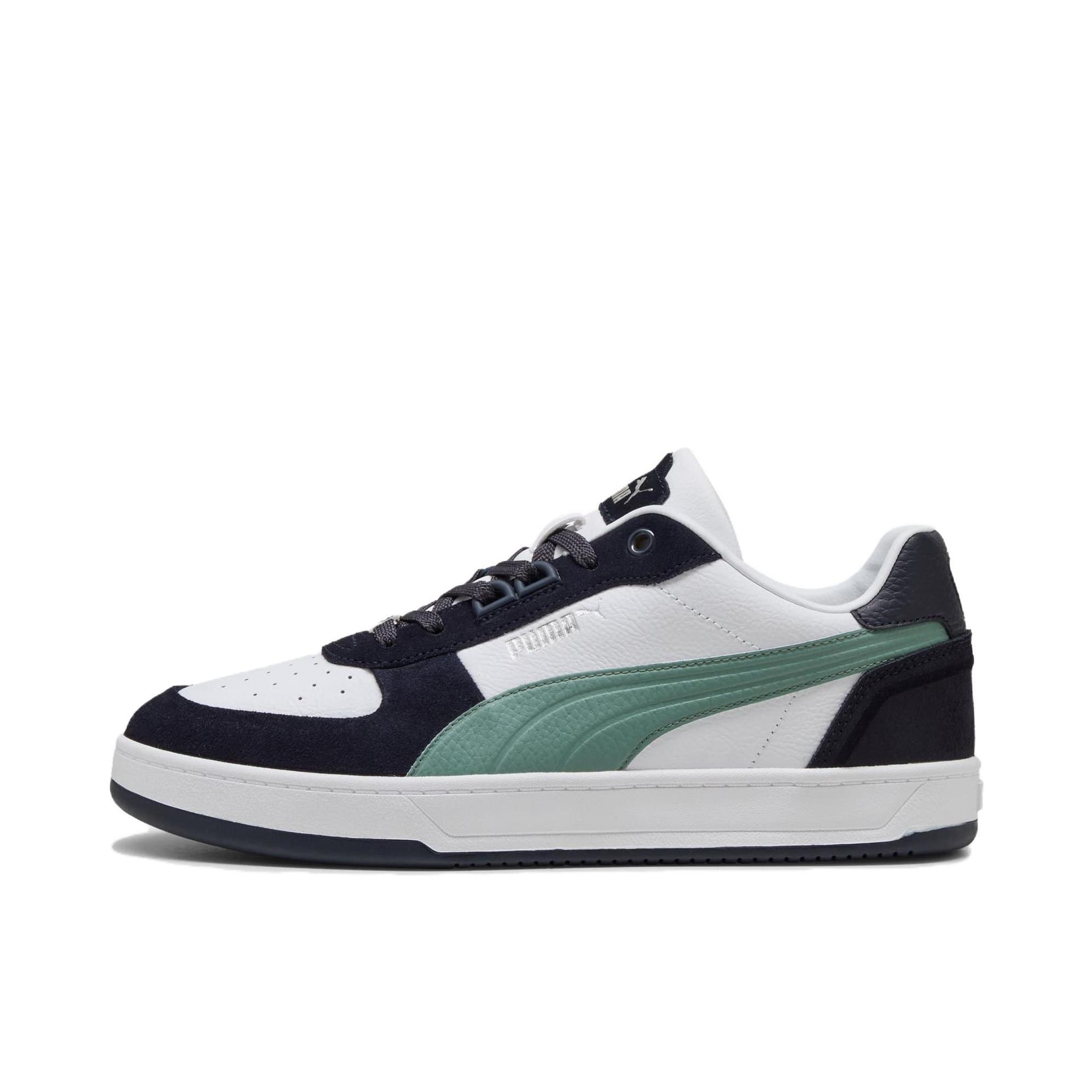 推荐商品：Puma/彪马 Ca Pro Classic 板鞋 舒适透气防滑耐磨厚底百搭复古时尚网球风拼接 白色/青绿色/海军蓝