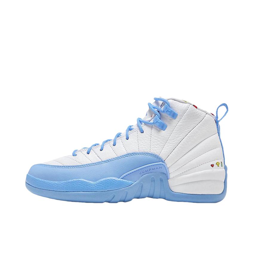 推荐商品：Air Jordan 12 篮球鞋 全掌zoom air潮流复古舒适百搭缓震支撑 GS/表情包/白色/北卡蓝