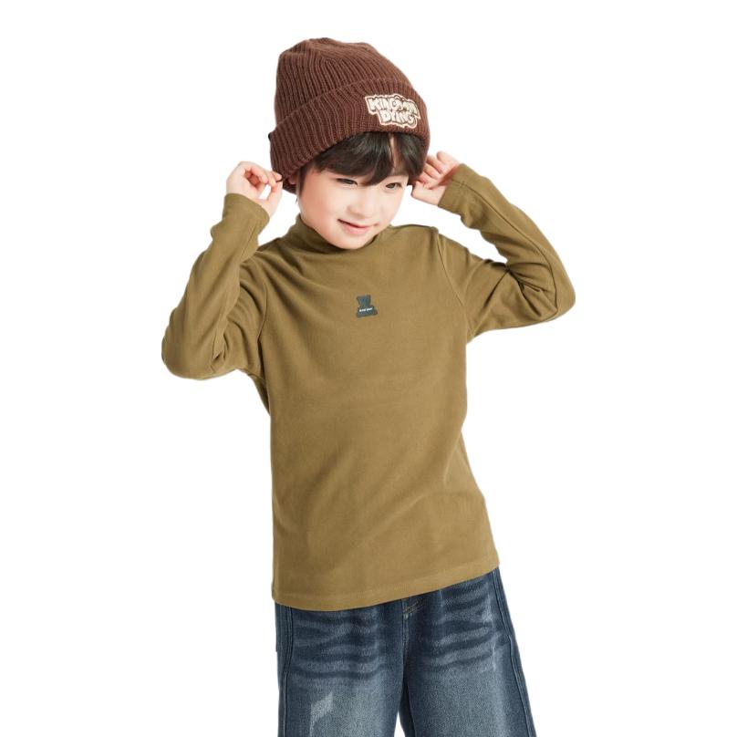 推荐商品：多多家童装 加绒半高领德绒内搭长袖T恤 男中大童 TX4D10042B 金棕