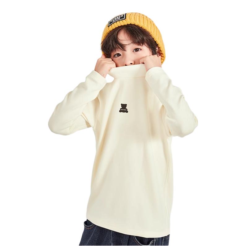 推荐商品：多多家童装 加绒半高领德绒内搭长袖T恤 男中大童 TX4D10042B 米杏