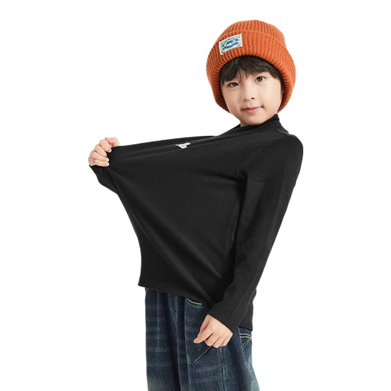 推荐商品：多多家童装 加绒半高领德绒内搭长袖T恤 男中大童 TX4D10042B 黑