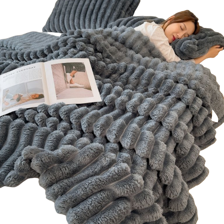 知拾 兔毛绒 多功能毛毯