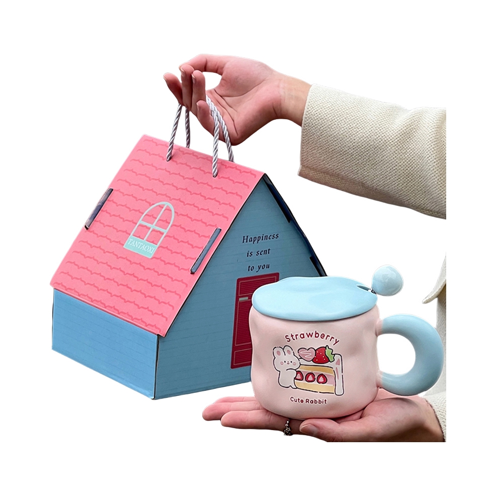 推荐商品：探桃喜 手绘插画款 450ml 可加热 陶瓷 马克杯 礼盒装