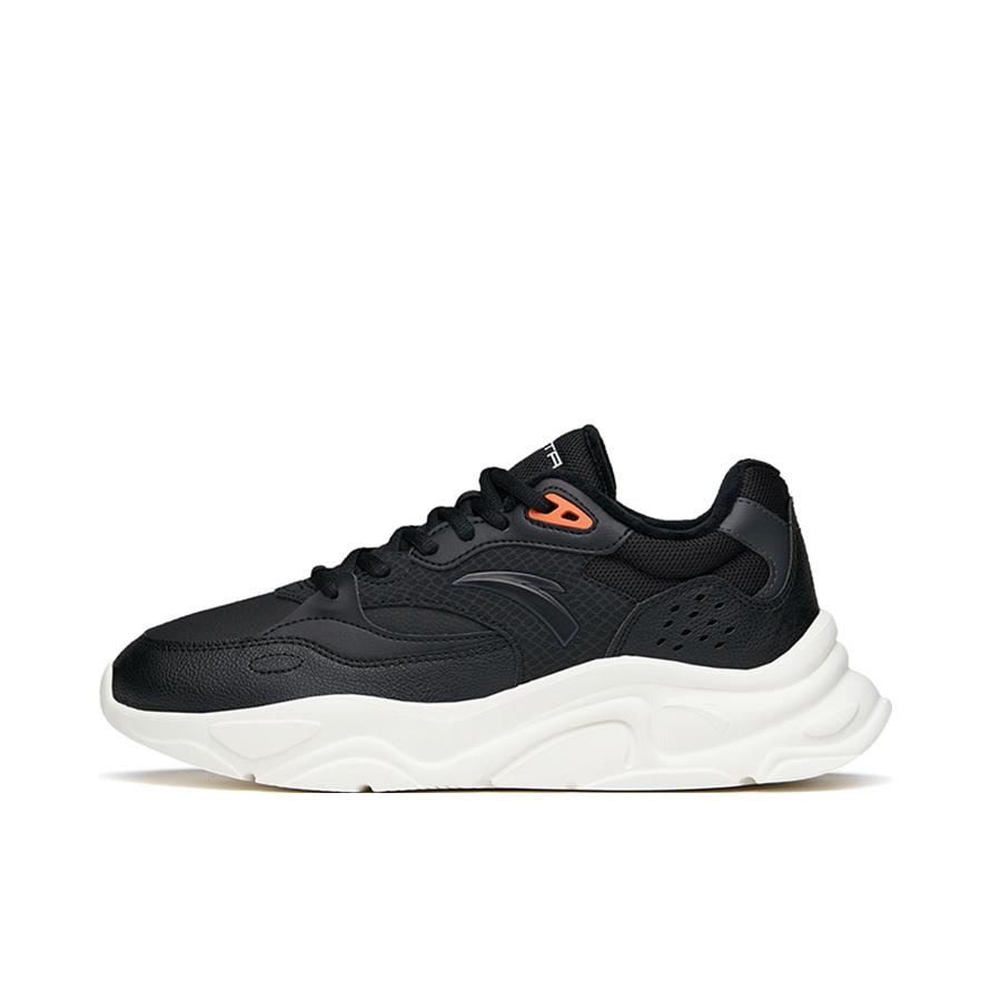 推荐商品：安踏 不羁 网面透气 运动休闲 增高鞋 加绒/男款/黑色