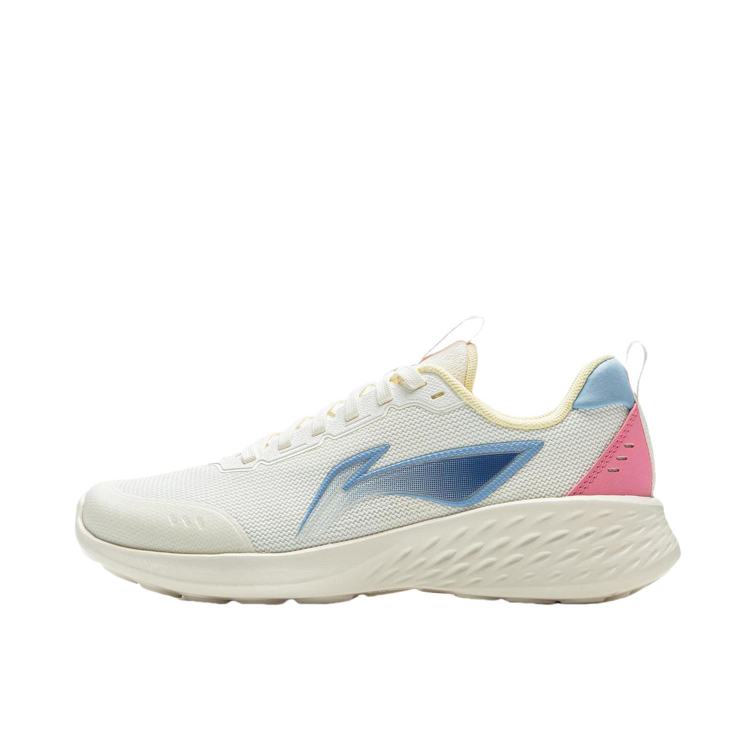 推荐商品：李宁 轻云 轻质 轻便回弹 减震防滑 稳定支撑慢跑 跑鞋 女款/乳白色/夹竹桃粉