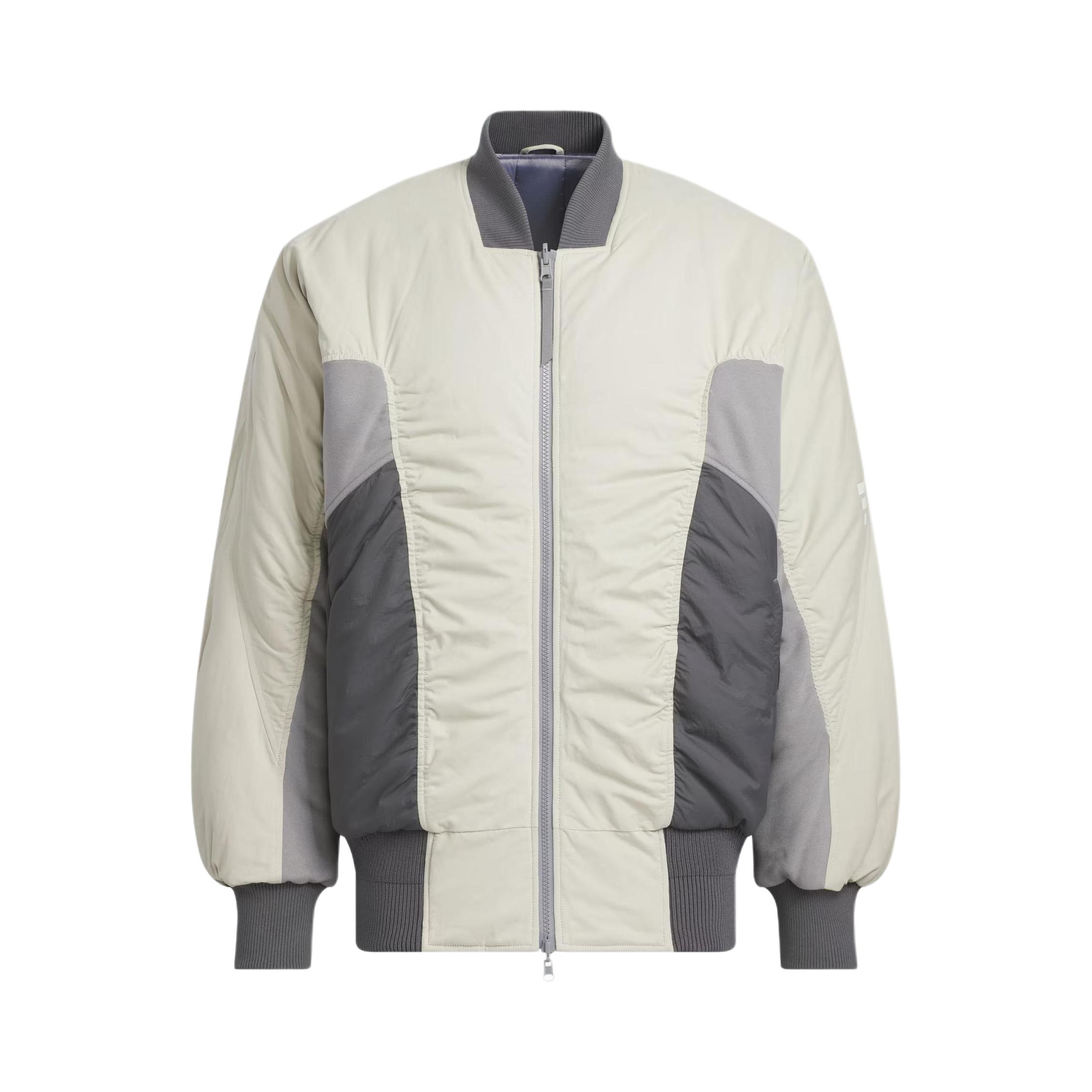 【GALI同款】 Adidas/阿迪达斯 保暖拉链聚酯纤维短款棉服 淡芝麻土灰