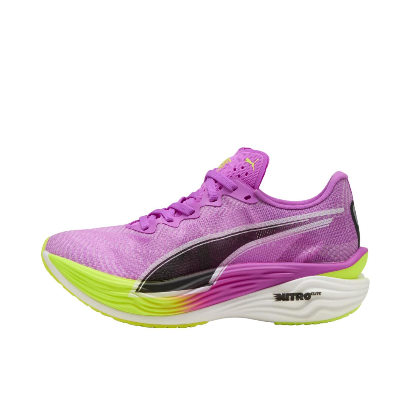 推荐商品：Puma/彪马 Deviate Nitro Elite 3 彪破精英 碳板 缓震回弹 舒适透气 防滑耐磨 健步 跑鞋 女款/紫色/黄色